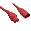High Temperature Power Cord, C14 to C15, 14AWG, 15 Amp, UL SJT, Red, 3 foot - Part Number: 10W2-07103RD