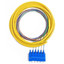6 Strand Fiber Distribution Pigtail, Singlemode, LC/UPC Connectors, Blue Boots, 3 meter(1m 900um fanout + 2m distribution tail) - Part Number: 15F2-02106