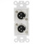 Decora Wall Plate Insert, White, Dual XLR Male to Solder Type - Part Number: 301-2006
