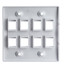 Keystone Wall Plate, White, 8 Port, Dual Gang - Part Number: 301-8K-W