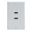 Dual Port HDMI Wall Plate with Strain Relief, White - Part Number: 301-HD002