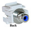 Keystone Insert, White, Recessed RCA Female Coupler (Blue RCA) - Part Number: 324-220WB