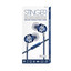 Stinger, Metallic Finish Stereo Earbuds w/ Microphone, Nylon Braided Cloth Cord, 4 foot, Blue - Part Number: 5002-122BL