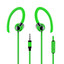 Flexible In-Ear Buds w/ In-Line Mic, Sports Ear Clip, 3.5mm, Green - Part Number: 5002-124GN