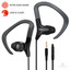 Sport Over-Ear Clip Earbuds featuring microphone with play/pause/call controls and slide volume, Black - Part Number: 5002-213BK