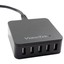 VisionTek 5-Device USB Charging Station, Total Output 8 Amps - Max 3A/port, Black - Part Number: 90W1-10310