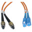 FC to SC OM1 Duplex Fiber Optic Patch Cord, Multimode 62.5/125, Orange Jacket, 1 meter (3.3 ft) - Part Number: FCSC-11101