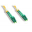 LC/APC OS2 Duplex 2.0mm Fiber Optic Patch Cord, OFNR, Singlemode 9/125, Yellow Jacket, Green Connector, 1 meter (3.3 ft) - Part Number: LCLC-01501