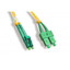 LC/APC to SC/APC OS2 Duplex 2.0mm Fiber Optic Patch Cord, OFNR, Singlemode 9/125, Yellow Jacket, Green Connector, 2 meter (6.6 ft) - Part Number: LCSC-01402