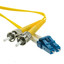 LC/UPC to ST/UPC OS2 Duplex 2.0mm Fiber Optic Patch Cord, OFNR, Singlemode 9/125, Yellow Jacket, Blue LC Connector, 5 meter (16.5 ft) - Part Number: LCST-01205