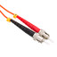 LC/UPC to ST/UPC OM2 Duplex 2.0mm Fiber Optic Patch Cord, OFNR, Multimode 50/125, Orange Jacket, Beige LC connector, Red/Black Boot ST, 1 meter (3.3 ft) - Part Number: LCST-11001